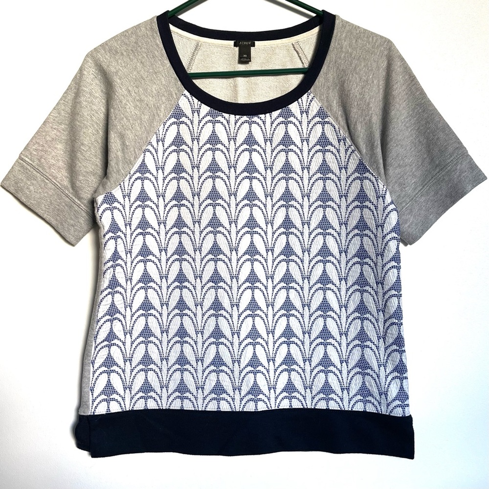 J. Crew short sleeve navy panel sweatshirt